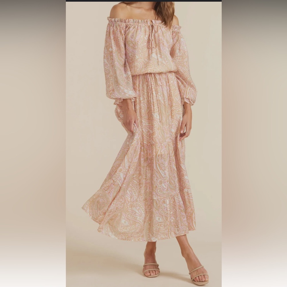 MinkPink off the shoulder maxi dress